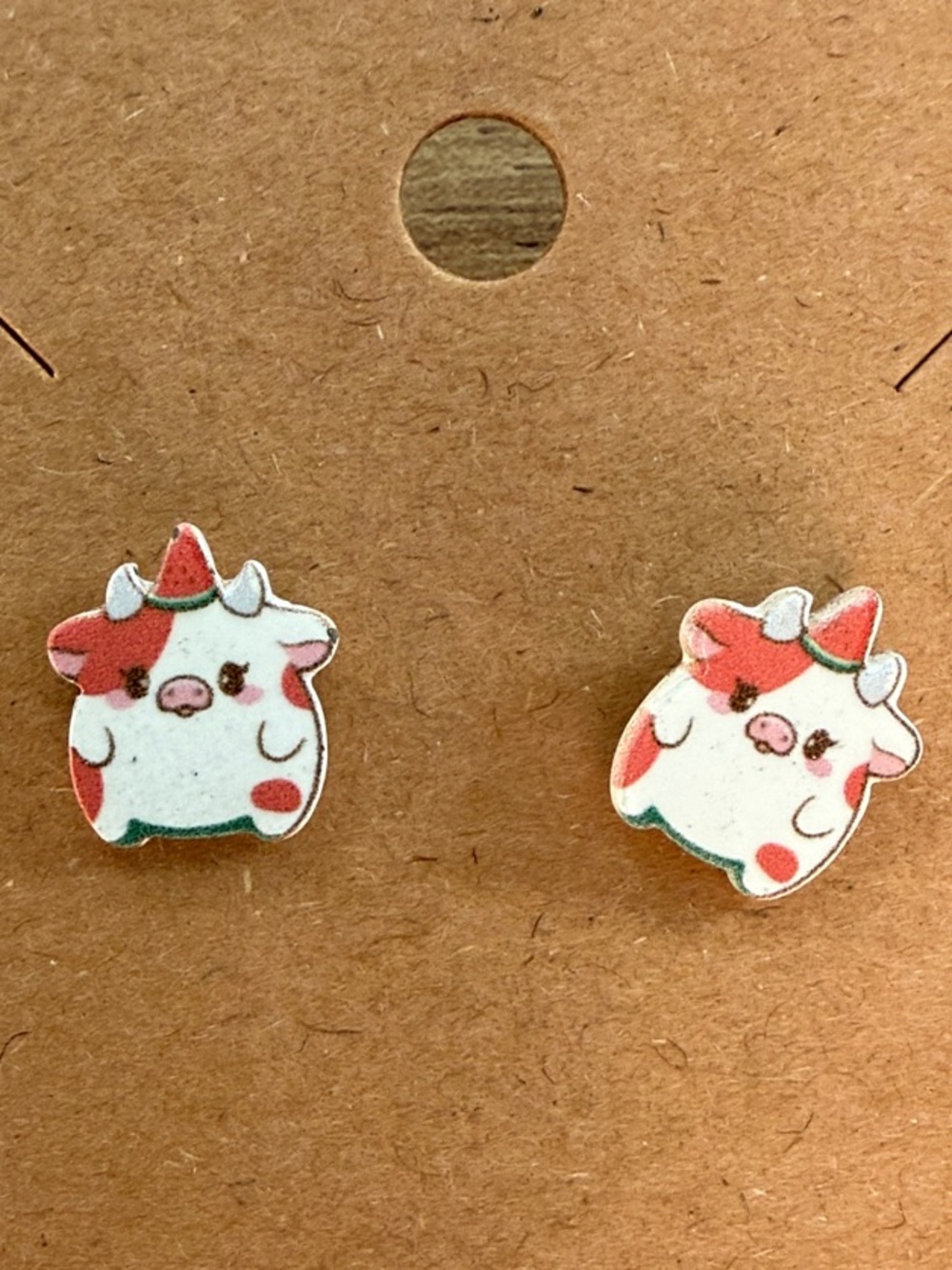 Cow Fruit Resin Stud Nickel Free Earrings NEW PICK ONE Banana Peach Lemon ETC - Picture 10 of 10